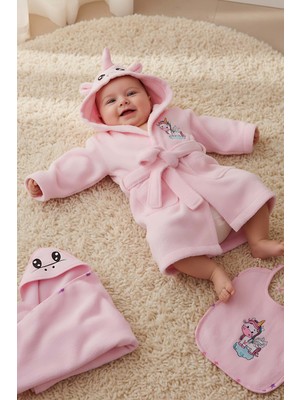 Unicorn Pembe %100 Pamuk Bebek Banyo Seti