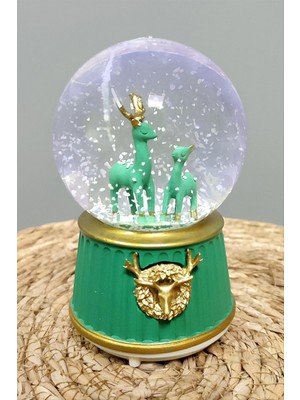 Zero Land Drnds Geyik Pilli Müzikli Işıklı Kar Küresi Orta Boy-Yeşil