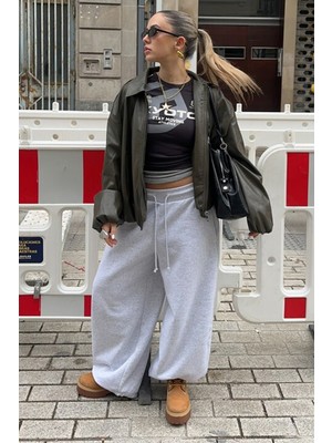 Madmext Karmelanj Stoperli Barrel Fit Şardonlu Kadın Eşofman Altı MG2687