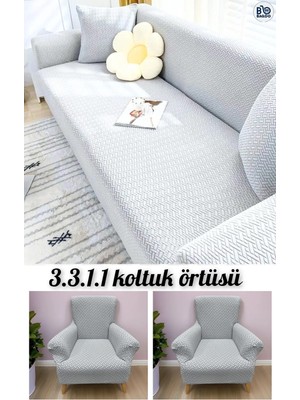 Baqdo Tuğla Desen Lastıklı Koltuk Örtüsü Takımı 3+3+1+1 Streç Esnek Çekyat Kanepe Kılıfı Yıkanabilir Koltuk Koruyucu 3311