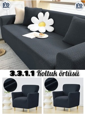 Baqdo Tuğla Desen Lastıklı Koltuk Örtüsü Takımı 3+3+1+1 Streç Esnek Çekyat Kanepe Kılıfı Yıkanabilir Koltuk Koruyucu 3311