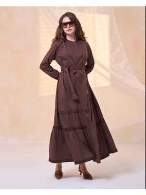 Misswhence Fermuar Detaylı Elbise 39807 Kahve