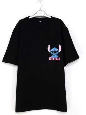 Queen Kids Kız Çocuk Stich Tişört Siyah