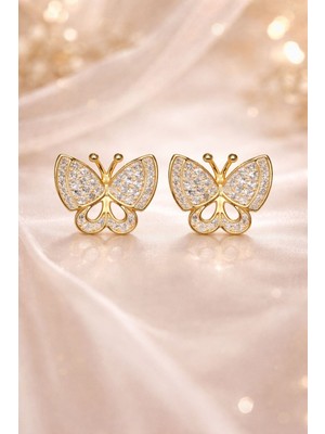 Versein Atelier Zirkon Taşlı Kelebek Küpe