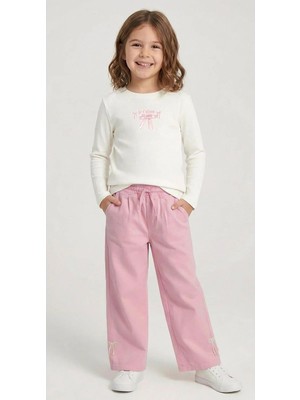 Queen Kids Kız Çocuk Fiyonklu  Pantolon Pembe
