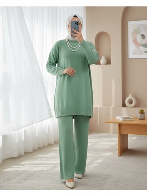 Modamorfo Yarım Boğazlı Triko Takım  -Mint