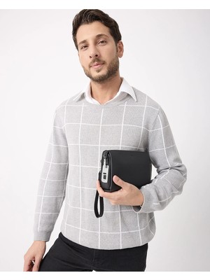 Fil Deri Parmak Izli Hakiki Deri Tutamaçlı Erkek El Çantası 2125