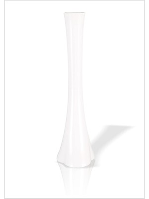 M3 Decorium Uzun Beyaz Cam 60 cm Ince Zarif Fil Ayağı Düz Yanak Geniş Taban Devrilmez Derin Kibar Zarif Vazo