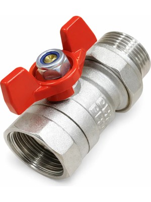 Şenpres Kollektör Vanası Kelebek Kollu Rakorlu Su Küresel Vana 1 Parmak 32' Lik 1 Inç Kırmızı Renk 1 Adet