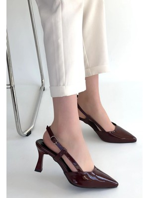 Zemira Hoost Bordo Rugan Topuklu Ayakkabı