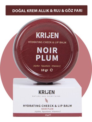 Krijen Noir Plum Mürdüm Renkli Dudak & Yanak Balmı | Bitkisel Krem Allık&ruj&far