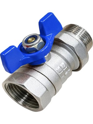 Şenpres Kollektör Vanası Kelebek Kollu Rakorlu Su Küresel Vana 1 Parmak 32' Lik 1 Inç Mavi Renk 1 Adet