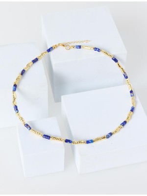 Jimmy Key Lacivert Boncuk Detaylı Ayarlanabilir Kolye