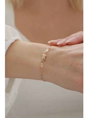 Yavuz Kuyumculuk 14 Ayar Altın Aynalı Zincir Ayıcık Bileklik