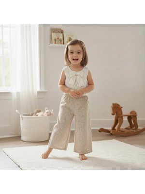 Queen Kids  Kız Çocuk Örgü Bluzlu  Ikili Takım Ekru