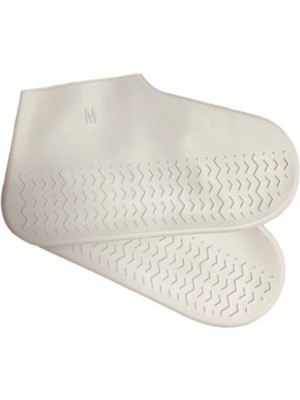 Indispensablely Silikon Ayakkabı Kılıfı Kaymaz Su Kir Geçirmez M Beden Beyaz