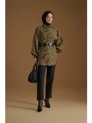 Armine Jakarlı Tunik Yağ Yeşili