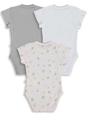 Civil Baby Tavşan Empirmeli 3 Lü 1-36 Ay Çıtçıtlı Badi - Pudra 12-18 Ay