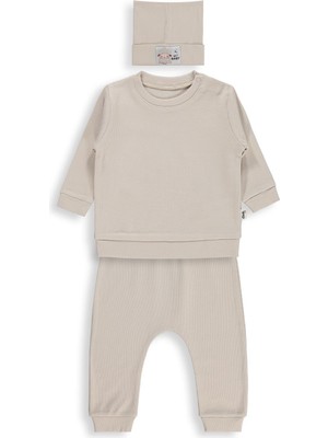 Civil Baby Bereli 3'lü 6-18 Ay Takım - Bej 6-9 Ay