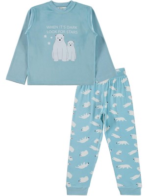Dorka Golsut Kutup Ayısı Basıklı 3-11 Yaş Pijama Takımı - Mavi 7-8 Yaş