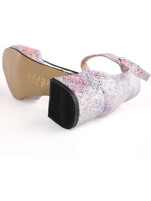 Civil Girls Kalp Aksesuarlı 31- Abiye Ayakkabı - Lila 33