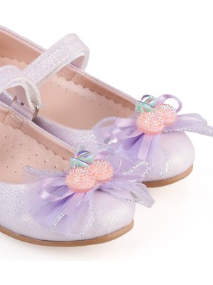 Civil Girls Kiraz Aksesuarlı 26- Babet - Lila 29 Numara