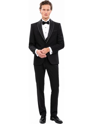 Echol Erkek Slim Fit Çıkmayaka Yelekli Smokin Damatlık