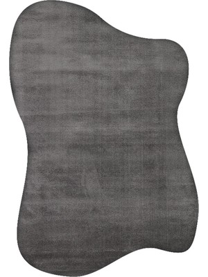 Cool Halı Antrasit Koyu Düz Renk Amorf Kalın Bohem Yumuşak Puf Modern Asimetrik Çocuk Yatak Odası Halısı