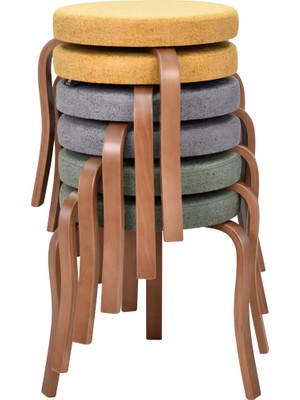 Vilinze Ege Kestane Ahşap Ayak Istiflenebilir Mutfak-Balkon Taburesi (6 Adet)