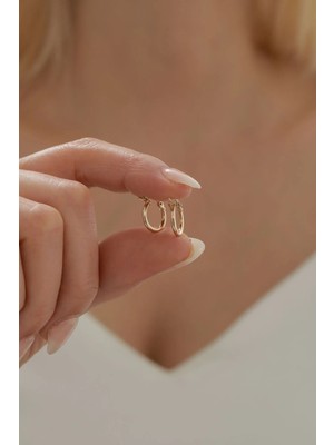 Yavuz Kuyumculuk 14 Ayar Altın Minimal Bombe Halka Küpe