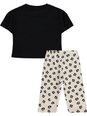 Civil Girls Ayıcık Baskılı 2-5 Yaş Takım - Siyah 5-6 Yaş