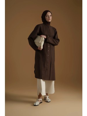 Armine Kupra Tunik Elbise Acı Kahve