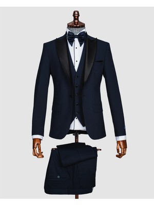 Echol Erkek Slim Fit Kırlangıç Yaka Yünsa Smokin &amp; Damatlık