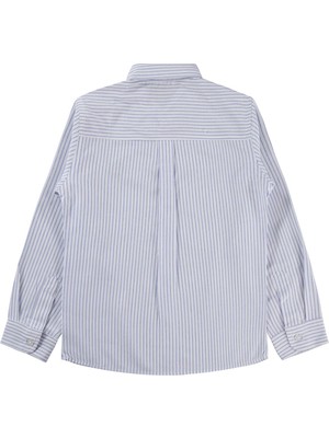 Civil Boys Mavi Çizgili Gömlek 8-9 Yaş Erkek Çocuk Günlük Stil Uzun Kol Regular Kesim