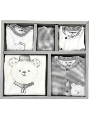 bebexy Ayıcık Desenli 10  Parça Hastane Çıkışı Set Gri