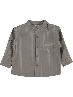 Civil Baby Çizgili 6-18 Ay Gömlek - Kahverengi 12-18 Ay