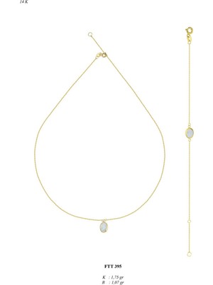 Bolek Jewellery 14 Ayar Altın Sedef Taşlı Oval Kolye - Minimal Zincir Kolye & Bileklik