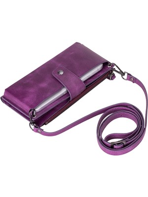 BloominBag Lozan Strap Mulberry Velvet Gerçek Deri Çapraz Askılı Cüzdan Çanta