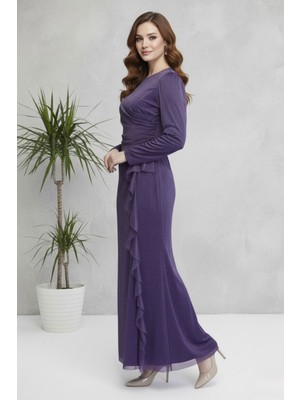 Hiramir Yeni Sezon Kadın Simli Tül Abiye Elbise YZ2505