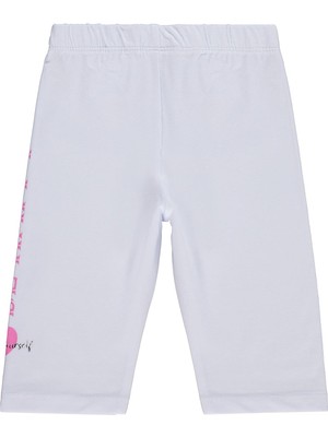 Civil Girls Be Happy Baskılı 2-5 Yaş Tayt  - Beyaz 3-4 Yaş