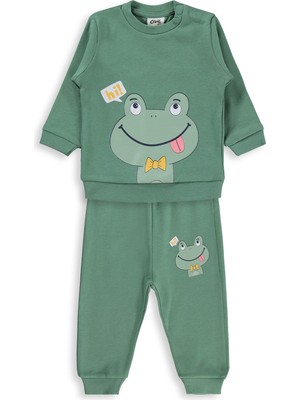 Civil Baby Kurbağa Baskılı 6-18 Ay Takım - Haki 12-18 Ay