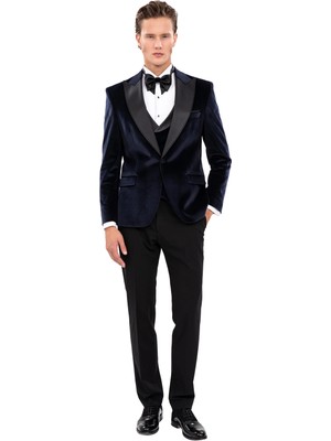 Echol Erkek Slim Fit Kadife Kırlangıç Yaka Smokin &amp; Damatlık