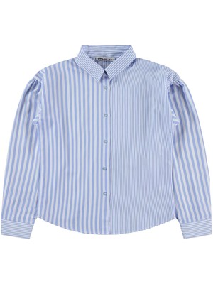 Civil Girls Kalın Çizgili 10-13 Yaş Gömlek - Mavi 11-12 Yaş