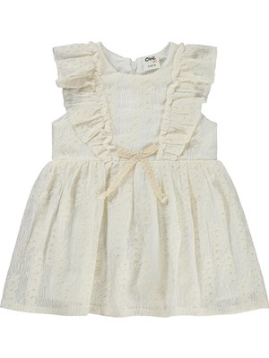 Civil Baby Dantel Bel Fiyonklu 6-18 Ay Elbise - Ekru