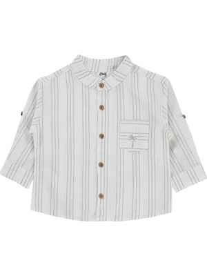 Civil Baby Çizgili 6-18 Ay Gömlek - Ekru 12-18 Ay