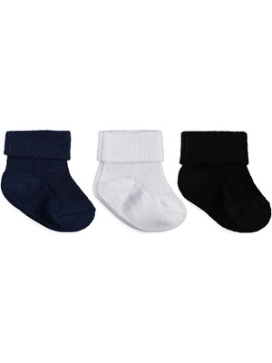 Civil Baby Basic Kıvrık 3'lü 6- Bebek Erkek Çorap Set - Standart 18 Ay