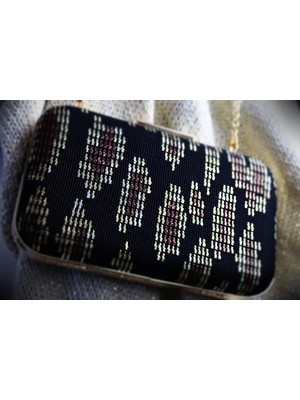 Altın Tel Işlemeli El Çantası - Türk Tel Kirma El Yapımı Abiye Çanta 20X14CM