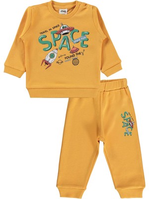 Civil Baby Space Baskılı 6-18 Ay Takım - Hardal 6-9 Ay