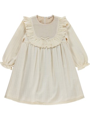 Civil Girls Roba Fırfırlı 6-9 Yaş Elbise - Bej 7-8 Yaş