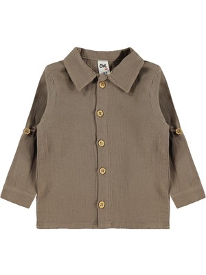 Civil Baby Müslin Uzun Kol 6-18 Ay Gömlek - Kahverengi 9-12 Ay